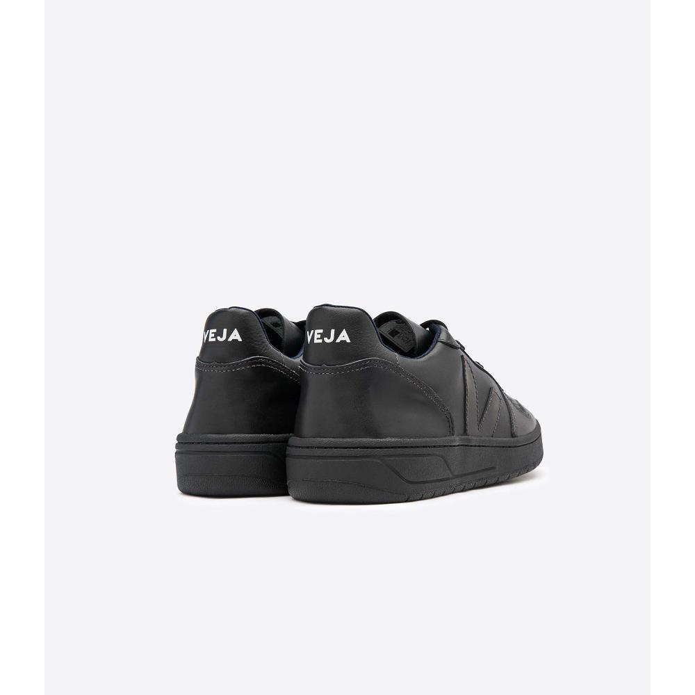 Black Women's Veja V-10 LEATHER Sneakers | AU 648GSO